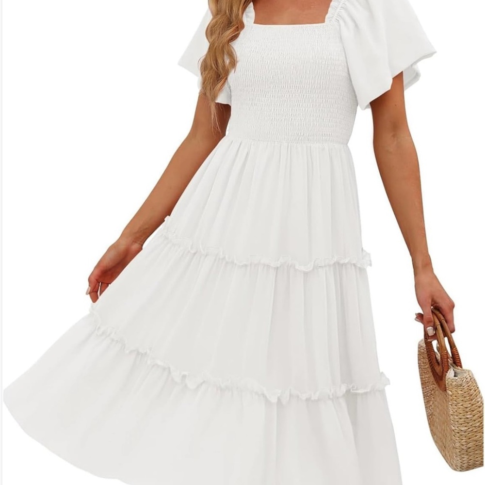Elegant White Smocked Dress